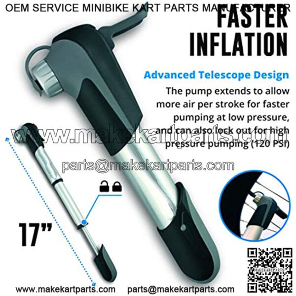 Mini Bike Pump & Glueless Puncture Repair Kit - Presta & Schrader Bicycle Pump - 120 PSI Tire Pump for Road & MTB - No Valve Changing Needed - Image 4