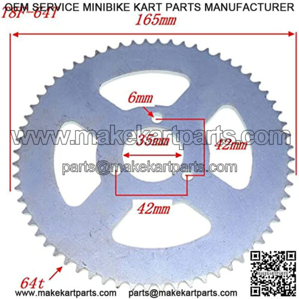 Chain Sprocket T8F 64 Tooth 35mm Rear Chain Sprocket for 47cc 49cc Mini Dirt Pocket Bike ATV Quad - Image 2