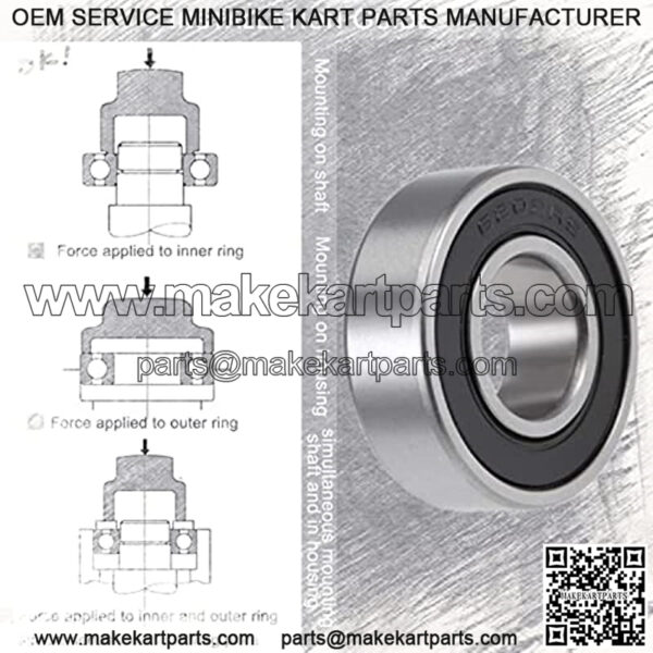 Front and Rear Wheel Bearing Set fit Coleman Powersports CT200U, CT200U-EX Trail 200 Mini Bike, Baja MB165 MB200 Mini Bikes Part# GB276-89/6202Z (4, RS) - Image 2