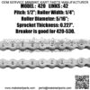 420 Jackshaft Chain 42Link+ Chain Breaker, fit for  BT200X CT200U Trail 200 CT200U-EX Baja TrailMaster Warrior Heat MASSIMO MB165 MB200 196cc 6.5hp Powersports Mini Bike Part - Image 2