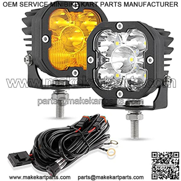 3" 80W LED Pods Cube with Amber Covers, 9600LM Yellow Fog Light Pods Offroad Driving Spot Lights, Amber Light Bar Spot Flood Combo for Jeep Wrangler Ford Truck Pickup ATV