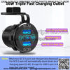 56W USB C Car Charger Socket, Ouffun Aluminum Metal 12V-24V Multiple USB Outlet 20W PD USB-C & Two QC3.0 Ports with Power Switch Fast Car Adapter for Car Boat Marine Truck Golf RV Motorcycle - Image 2