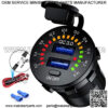 Quick Charge 3.0 Car Charger, Waterproof 36W Dual USB QC3.0 Fast Charging Socket Power Outlet with Voltmeter & Switch & 10A Fuse Built-in for 12V/24V Vehicles