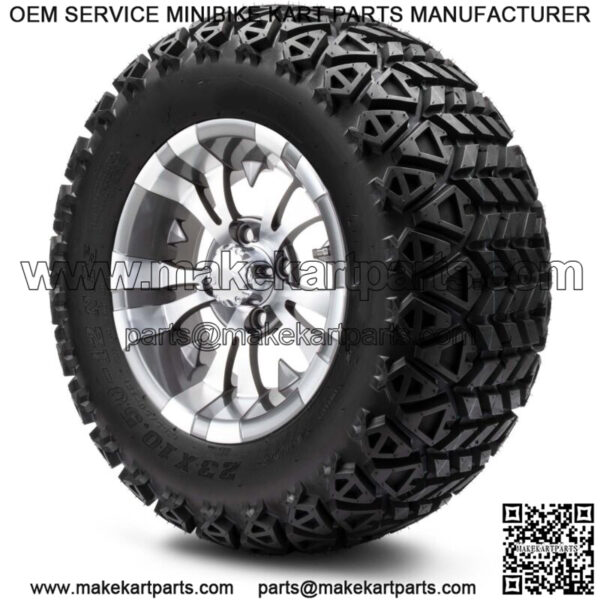 12" Vampire Gunmetal Golf Cart Wheels and Tires (23x10.50-12) - Set of 4