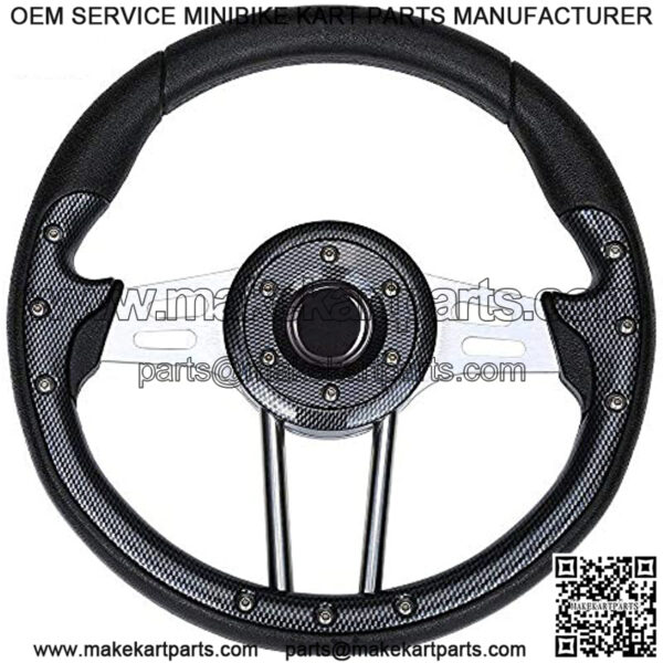 Golf Cart Racing Steering Wheel or Adapter (Sold Separately), Universal for Club Car DS Precedent EZGO RXV & TXT Yamaha Ergonomic Design - Sliver/Black - Image 2