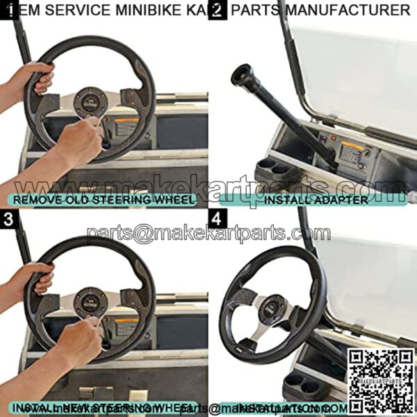 Golf Cart Steering Wheel Adapter for Club Car DS Models-Black - Image 5