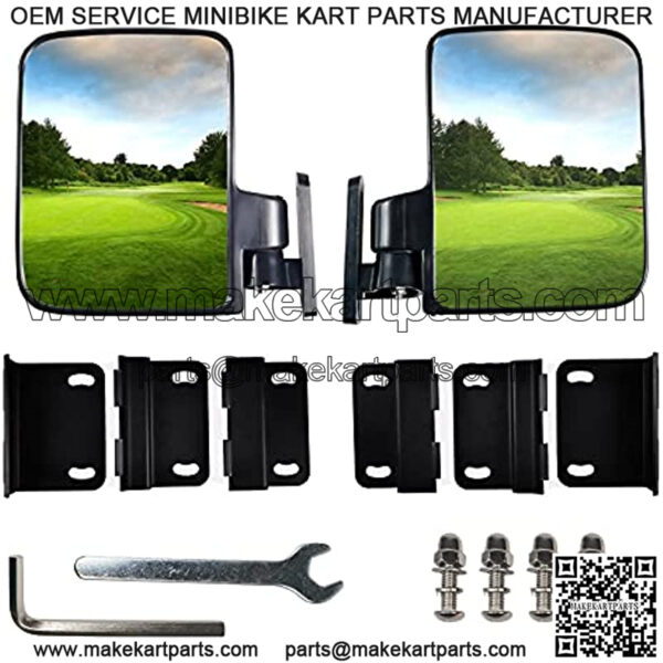 Mamiko No-Drilling Required Golf Cart Folding Side View Mirrors Compatible with Club Cart, EZGO, Star, Yamaha, Zone Carts Side Mirror - Sold in Pairs - Breakaway - Image 2