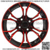12x7 Black/Red Golf Cart Wheel | 3:4 Offset | 4x4 (101.6mm) - Image 2
