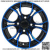12x7 Black/Blue Golf Cart Wheel | 3:4 Offset | 4x4 (101.6mm) - Image 2