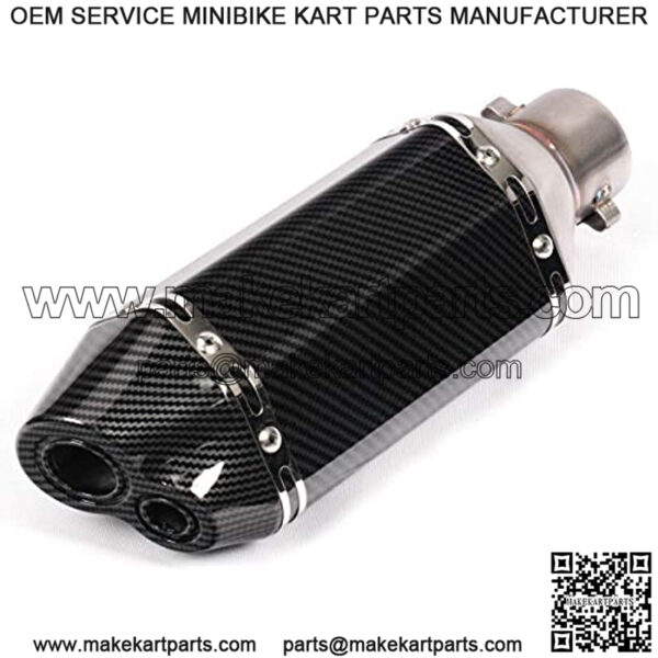 Motorcycle Dual Outlet 12.2" Universal Exhaust Muffler Carbon Pattern Stainless Steel Slip on 2" Inlet with 38 to 51mm Welding Adaptor NO DB Killer Silencer - Image 3