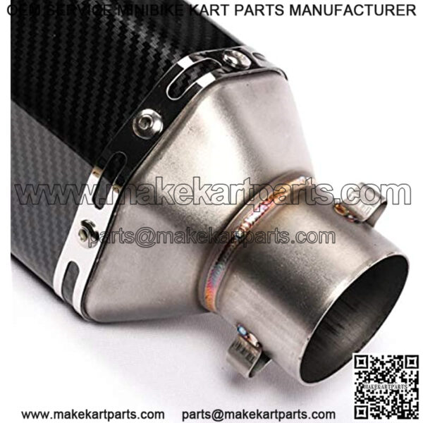 Motorcycle Dual Outlet 12.2" Universal Exhaust Muffler Carbon Pattern Stainless Steel Slip on 2" Inlet with 38 to 51mm Welding Adaptor NO DB Killer Silencer - Image 4
