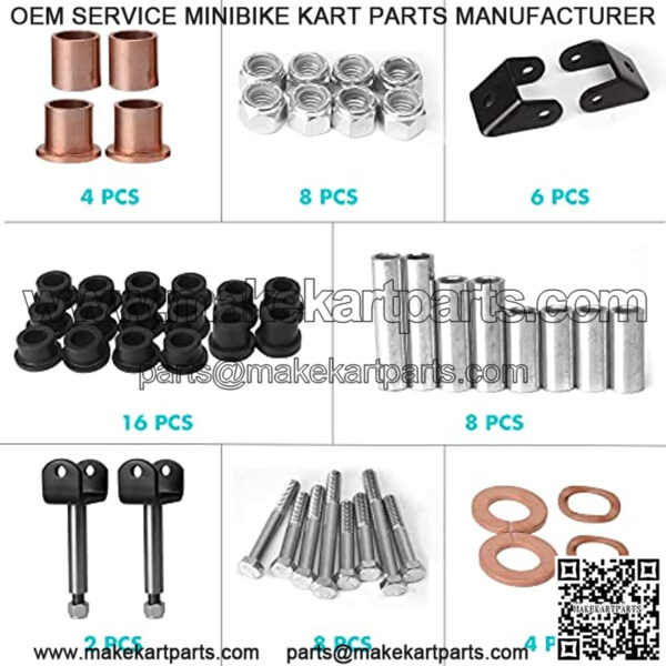 Golf Cart Front End Repair Kit fit Club Car DS 1993-Up Gas & Electric Models with Kingpins/Delta A arm bushings/Front Leaf Spring Bushings and Bolts/Clevis - Image 3