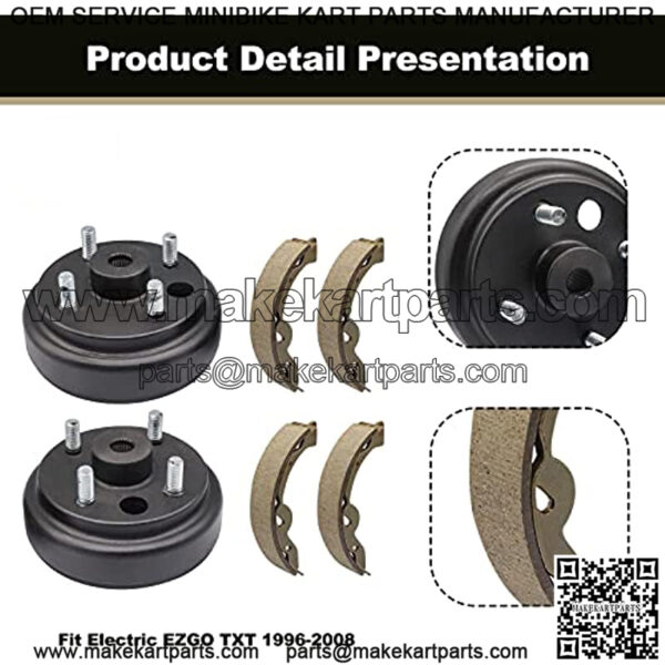 Golf Cart Brake Drums & Brake Shoes Deluxe Maintenance Kit for Electric EZGO TXT 1996-2008 Replace OEM# 19186G1 70794G01 70795G01 27943G01 27945G01 - Image 2