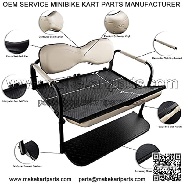 MODZ  Flip4 Club Car DS Golf Cart Rear Seat Kit  C Black - Image 3