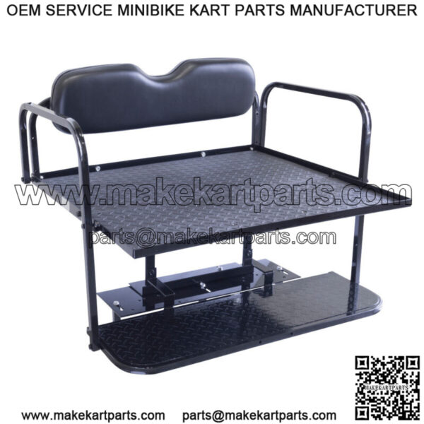 EZGO TXT (95-Up) Golf Cart Rear Seat Kit - Flip Steel Frame with Black Cushions - Image 2