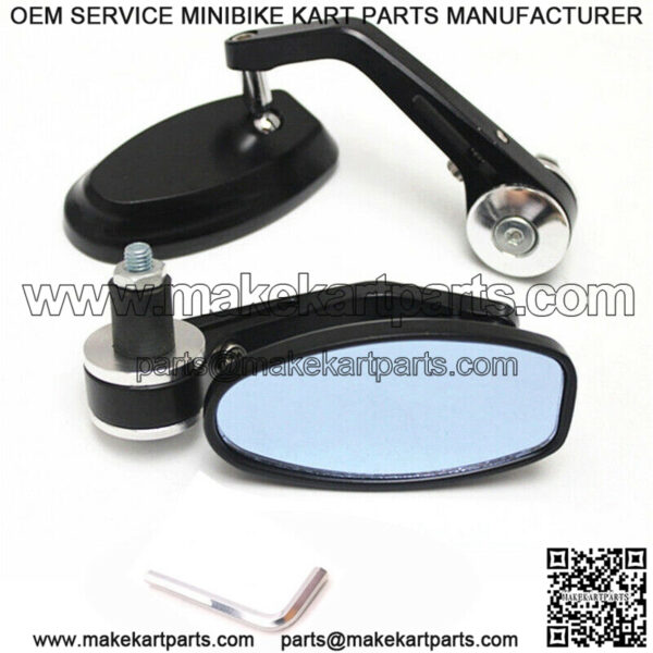 Motorcycle ATV Pit Bike Scooter 7/8" 22mm Handle Bar End Rearview Side Mirrors - Image 3