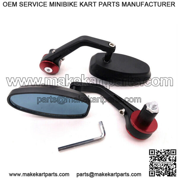 Pair CNC Motorcycle ATV Scooter 7/8" 22mm Handle Bar End Rearview Side Mirrors - Image 5