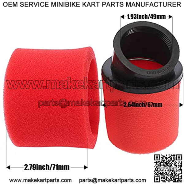 2Pcs Universal 48mm 49mm 50mm Red Angled Double Foam Pod Air Filter Cleaner 50cc 70cc 90cc 110cc 125cc Motorcycle ATV Quad Scooter Go Kart Moped Pit Racing Super Pocket Mini Bike - Image 3
