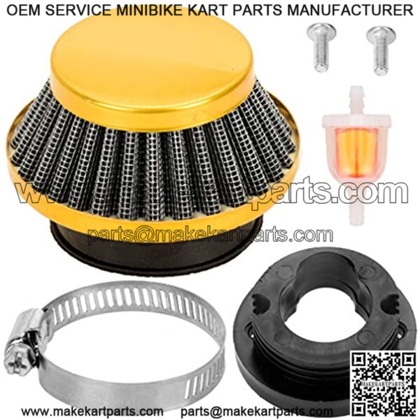 44mm 42mm 43mm Air filter Cleaner Stack Fuel filter for 47cc 49cc Mini ATV Quad Dirt Pocket Bike Cag MAT1 MAT2 FS529 FS509 Mini Moto Pit Dirt Bike Moped Scooter Motocross Parts Golden
