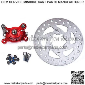 Red Rear Brake Caliper & 4.72" Disc Rotor Brake Replacement for MBX10 MBX11 Moto Rear Mini Bike 47cc 49cc Pocket Bike Goped Scooter Go-Kart Bicycle motorcycle Disc EBikes Mountain Bike and Sports Bike