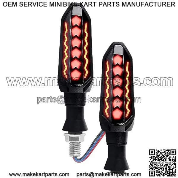 2PCS Motorcycle Turn Signals LED,Cool Flowing Motorcycle Blinkers Indicators,Universal 12V Motorcycle Lights Sequential Turn Signal for Motorcycle Scooter (Red-Amber)