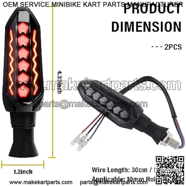 2PCS Motorcycle Turn Signals LED,Cool Flowing Motorcycle Blinkers Indicators,Universal 12V Motorcycle Lights Sequential Turn Signal for Motorcycle Scooter (Red-Amber) - Image 2