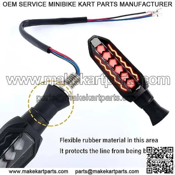 2PCS Motorcycle Turn Signals LED,Cool Flowing Motorcycle Blinkers Indicators,Universal 12V Motorcycle Lights Sequential Turn Signal for Motorcycle Scooter (Red-Amber) - Image 3