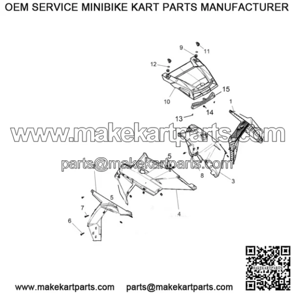 Polaris Center Hood, White Lightning,  OEM Part 5452162-599(For: Polaris) - Image 2