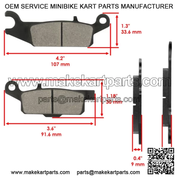 Front and Rear Brake Pads for Yamaha Grizzly 700 YFM700F 2007-2020 (For: Yamaha) - Image 3